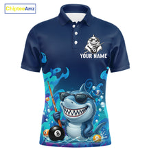Load image into Gallery viewer, Personalized Funny Shark Blue Waving Billiard 8 Ball Shirt For Men Billiard Pool Team Jersey NYN3221