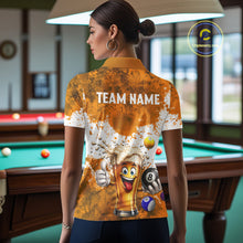 Load image into Gallery viewer, Funny Beer 8 Ball Women Billiard Shirt Custom White Yellow Splatter Paint Billiard Pool Team Clothing NYN3223