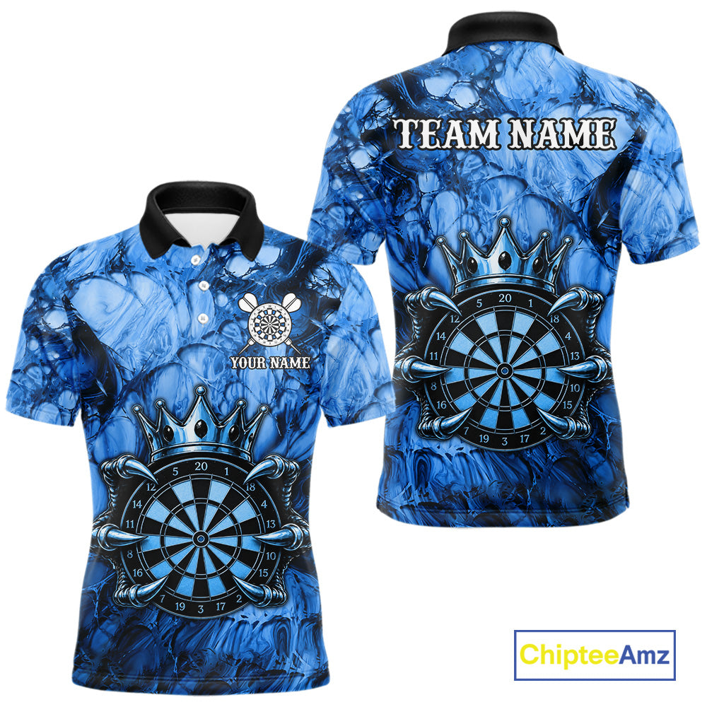 Blue Crown Dartboard Claws Skull men's dart polo shirt custom dart team uniform, professional dart jersey, custom name apparel