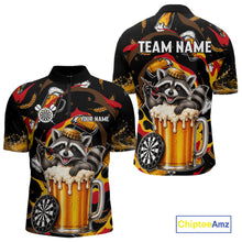 Load image into Gallery viewer, Raccoon Beer men's quarter zip dart jersey custom dart tournament apparel, personalized dart uniform