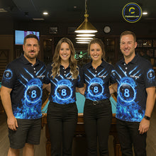 Load image into Gallery viewer, Blue Flaming Dragon Pool 8 Ball Women Billiard Team Shirt Custom Billiard Polo &amp; 1/4-Zip Attire NYN2497