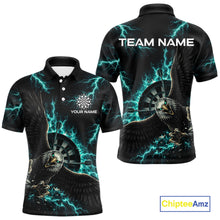 Load image into Gallery viewer, Thunder Teal Eagle Cracked Dartboard Dart Polo Shirts For Men Custom Team Name For Darters NYN2699