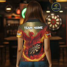 Load image into Gallery viewer, Red Phoenix &amp; Flame Dartboard Wonen's Darts Polo Shirt - Custom Name For Players NYN0765