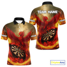 Load image into Gallery viewer, Red Phoenix &amp; Flame Dartboard Men's Darts 1/4-Zip Shirt - Custom Name For Players NYN0765