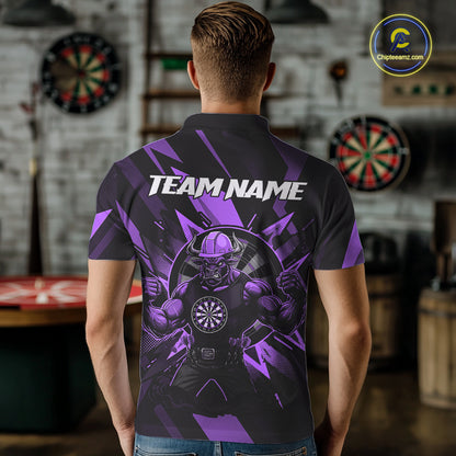 Purple Funny Muscle Bull Dartboard Custom Funny Darts Polo Shirt For Men Dart Jerseys NYN1956