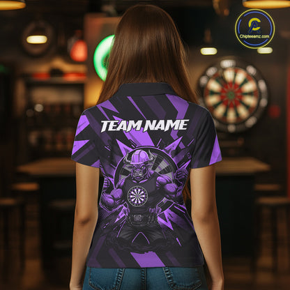 Purple Funny Muscle Bull Dartboard Custom Funny Darts Polo Shirt For Women  Dart Jerseys NYN1956