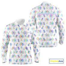 Load image into Gallery viewer, Personalized Tropical Palm Trees Pineapple Men Golf Polo Shirts Holographic Team Golf Clothes NYN2862