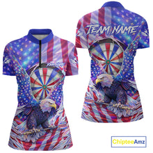 Load image into Gallery viewer, Funny Eagle Freedom Patriotic Darts Quarter-zip Shirt For Women Custom Holographic US Flag Dart Jerseys NYN2520