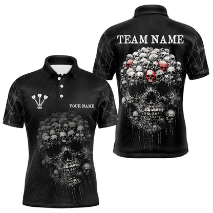 Personalized Skull Black Custom Darts Shirt Polo & 1/4 Zip For Men, Dart Team Shirts NYN0002