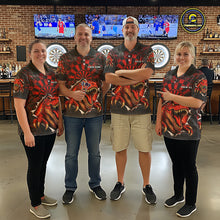 Load image into Gallery viewer, Custom Red Grunge Dart Polo &amp; Quarter Zip Shirt For Men Dinosaur Funny Darts Team Jersey NYN2868