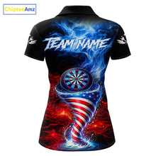 Load image into Gallery viewer, Blue &amp; Red US Flag Dartboard Tornado Women Darts Quarter-Zip Shirt Custom Patriotic Dart Team Jerseys NYN2524