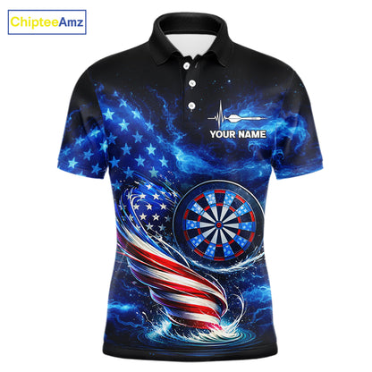 American Flag Dartboard Tornado Men Darts Polo Shirt Custom Patriotic Funny Dart Team Jerseys NYN2525