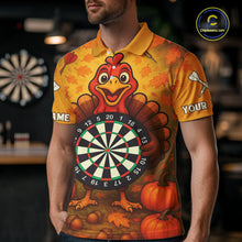 Load image into Gallery viewer, Custom Funny Turkey Dartboard Dart Polo Shirt For Men Autumn Thanksgiving Dart Jersey NYN1457