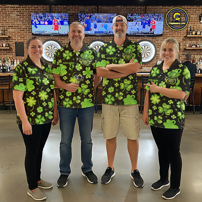 Funny Eagle Dartboard Shamrock Men Darts Polo Shirt Custom St Patrick's Day Darts Team Jersey NYN2531