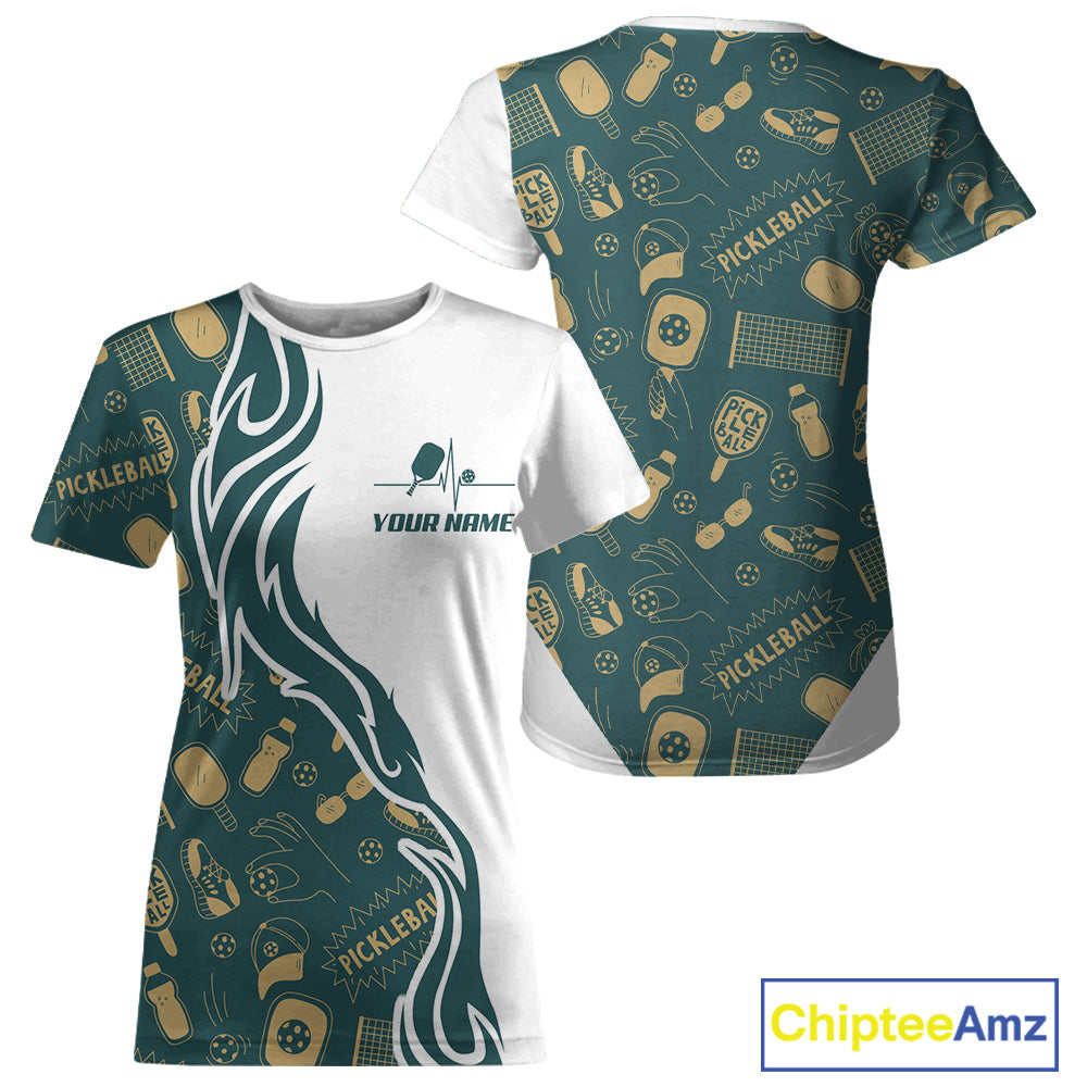 Pickleball Ball & Paddles Womens Pickleball League Jersey Custom Yellow Green Pickleball Team Shirts NYN3108