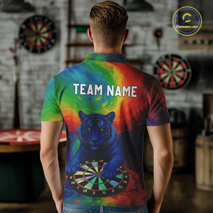 Custom Colorful Dartboard Funny Tiger Dart Men Polo Jerseys Outfits Rainbow Dart Shirts NYN1731