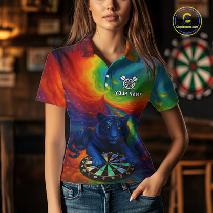 Custom Colorful Dartboard Funny Tiger Dart Women Polo Jerseys Outfits Rainbow Dart Shirts NYN1731