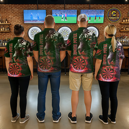 Red Horror Tiger Fire Flame Dartboard Custom Men Darts Polo League Shirts Dart Jerseys NYN2248