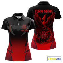 Load image into Gallery viewer, Custom Dart Team Shirt With Black Maroon Phoenix For Women - Personalized Name &amp; Team NYN0333