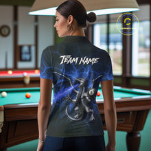 Load image into Gallery viewer, Custom Blue Flaming Dragon 8 Ball Billiard Polo Shirts For Women, Dragon Billiard Tournament Team Shirt NYN3290