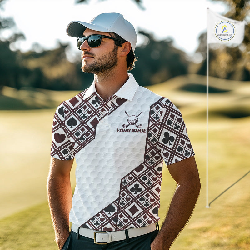 Mens Poker Pattern Golf Clothing Golf Shirt Funny Custom Men Golf Top, Best Golf Gifts For Golfer NYN2938