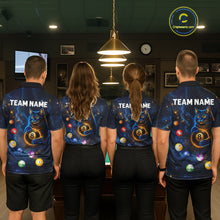 Load image into Gallery viewer, Funny Cat Galaxy Custom 8 Ball Billiard Polo &amp; 1/4-Zip Shirt For Women Blue Billiard Team Jersey NYN3132
