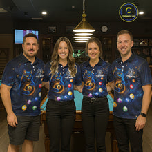 Load image into Gallery viewer, Funny Cat Galaxy Custom 8 Ball Billiard Polo &amp; 1/4-Zip Shirt For Women Blue Billiard Team Jersey NYN3132