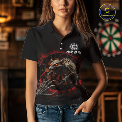 Skeletal Rat Red Splatter Dartboard Custom Women Polo Dart Shirt Skull Dart Jerseys NYN1760