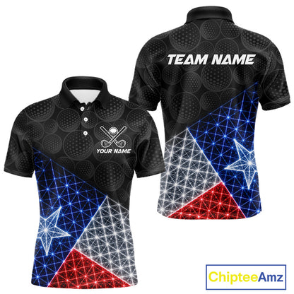 Lightning Texas flag golf polo shirt for men black golf ball golf jersey