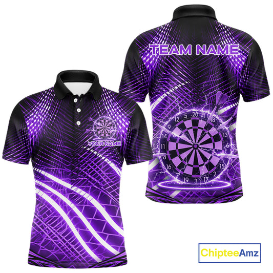 Black And Purple Stripes Light Dartboard Custom Darts Polo Shirts Men Dart Team Jerseys NYN2275