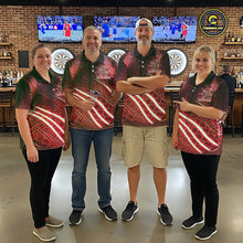 Load image into Gallery viewer, Black And Red Stripes Light Dartboard Custom Darts Quarter-Zip Shirts Men Dart Team Jerseys NYN2276