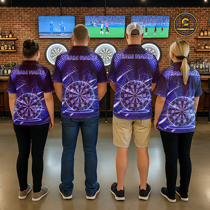 Black And Blue Stripes Light Dartboard Custom Darts Quarter-Zip Shirts Women Dart Team Jerseys NYN2277