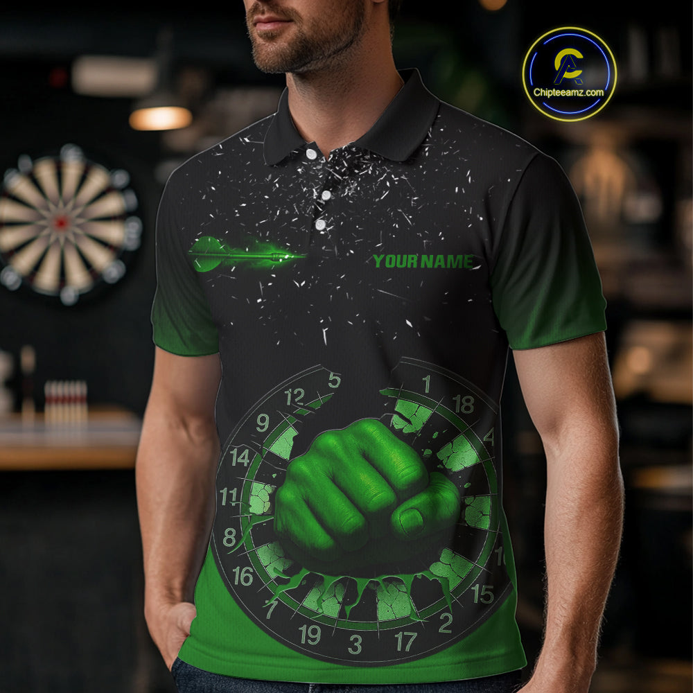 Dynamic Verdant Fist Artwork Darts Shirt For Men - Custom Team Name - Darts Jersey NYN0368