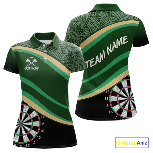Leafy Whirl Dart Boards Darts Funny Shirt For Women - Custom Team & Player Name NYN0371
