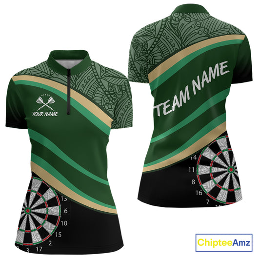 Leafy Whirl Dart Boards Darts Funny Shirt For Women - Custom Team & Player Name NYN0371