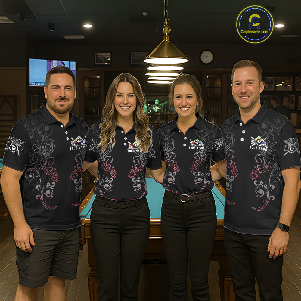 Grey Grunge Skull Billiard Shirts For Men Custom Pool 8 Ball Billiard League Jerseys NYN2291