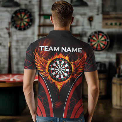 Custom Black-Red Fire Flames Dartboard Dart Shirts For Men Dart Tournament Team Jerseys NYN0038