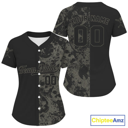 Custom Grey Skull Grunge Baseball Jersey For Women, Youth Skull Baseball Uniform  NYN0848