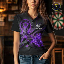 Load image into Gallery viewer, Lightning Purple Ribbon Dartboard Custom Lightning Dartboard Darts Polo Shirt For Women NYN1804