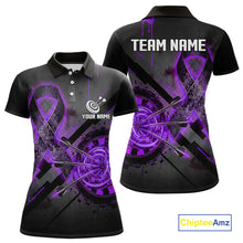 Load image into Gallery viewer, Lightning Purple Ribbon Dartboard Custom Lightning Dartboard Darts Polo Shirt For Women NYN1804