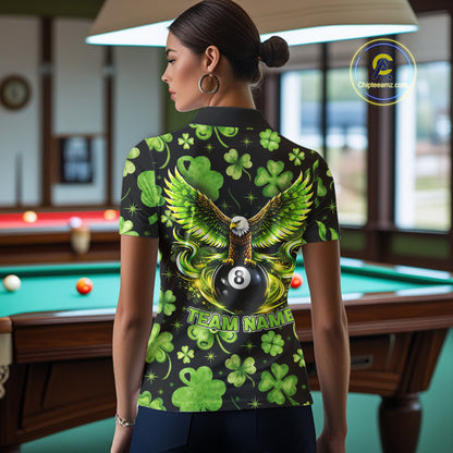 Eagle Shamrock Green St Patrick's Day Women Billiard Shirts Personalized Pool 8 Balls Billiard Attire NYN2740