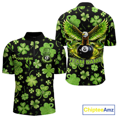 Eagle Shamrock Green St Patrick's Day Men Billiard Shirts Personalized Pool 8 Balls Billiard Attire NYN2740