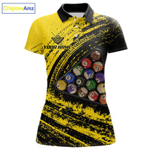 Load image into Gallery viewer, Yellow Grunge Billiard 15 Ball Pool Polo &amp; Quarter-Zip Shirt Custom Billiard Team Attire For Women NYN2747
