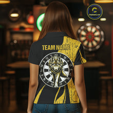 Load image into Gallery viewer, Custom Black And Yellow Wolfs Dartboards Grunge Dart Shirts For Women, Dart Team Jerseys NYN0043
