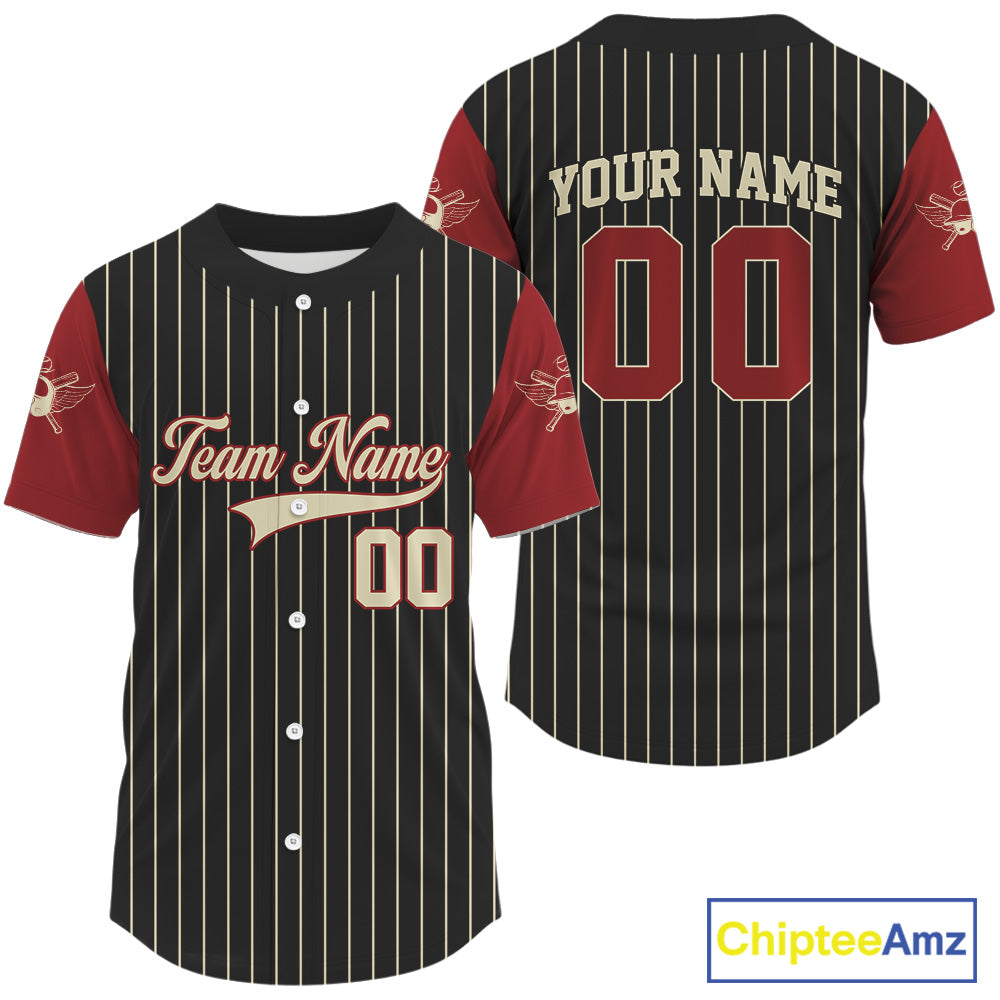 Custom Red-Black Pinstripe Baseball Jersey For Men Youth Baseball Jersey Personalized NYN1254