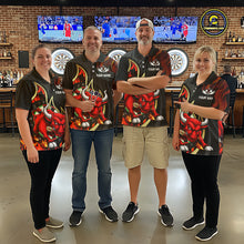Load image into Gallery viewer, Personalized Bull Red Flames Darts Polo &amp; 1/4-Zip Shirt For Men Funny Dart Team Dart Jerseys NYN2962