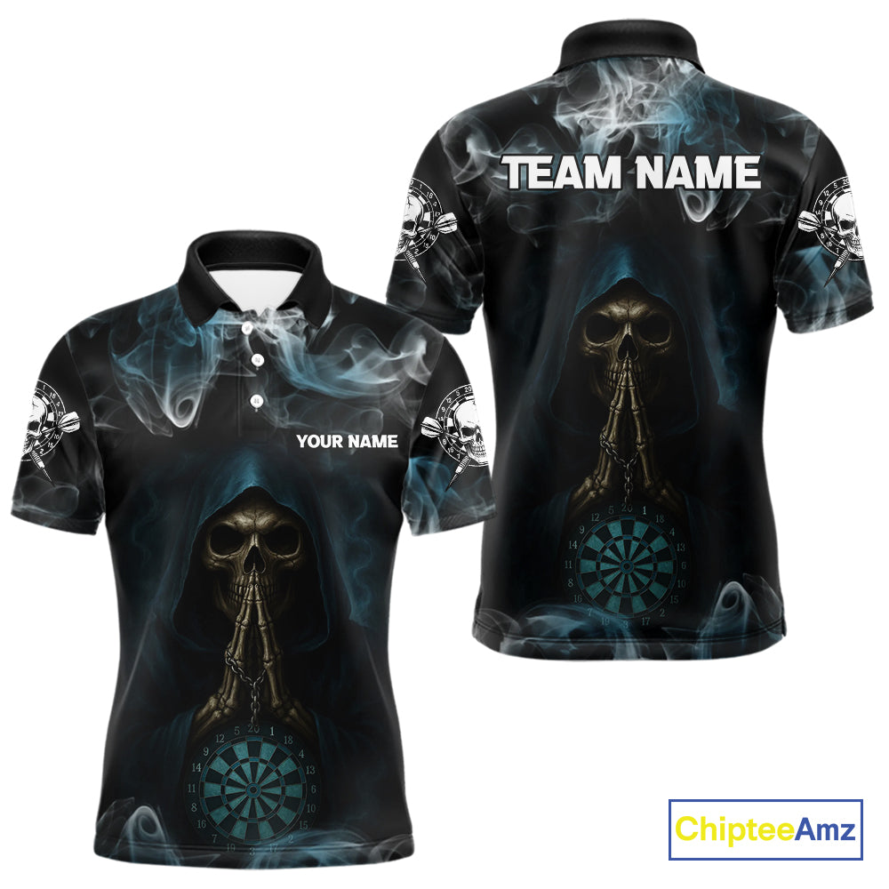 The Reaper & Dartboard Smoke Pattern Darts Team Shirt For Men – Customizable Name NYN0390