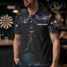 Load image into Gallery viewer, The Reaper &amp; Dartboard Smoke Pattern Darts Team Shirt For Men – Customizable Name NYN0390