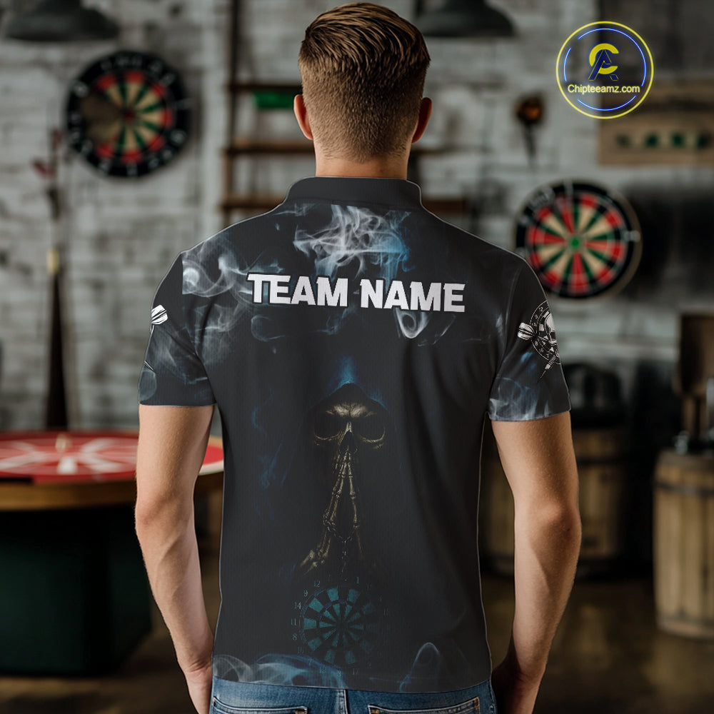 The Reaper & Dartboard Smoke Pattern Darts Team Shirt For Men – Customizable Name NYN0390