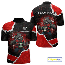 Load image into Gallery viewer, Black &amp; Red Splatter Rhino Men Darts Quarter-Zip Shirt Custom Funny Team Dart League Jerseys NYN2067